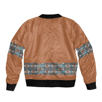 African Ndebele Traditional Attire Bomber Jacket Brown Ndebele Stripe