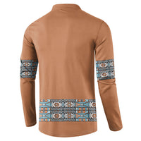 African Ndebele Traditional Attire Button Sweatshirt Brown Ndebele Stripe