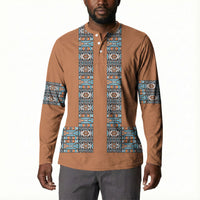 African Ndebele Traditional Attire Button Sweatshirt Brown Ndebele Stripe