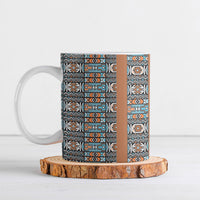 African Ndebele Traditional Attire Ceramic Mug Brown Ndebele Stripe
