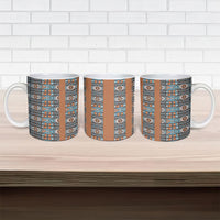 African Ndebele Traditional Attire Ceramic Mug Brown Ndebele Stripe