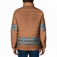 African Ndebele Traditional Attire Padded Jacket Brown Ndebele Stripe