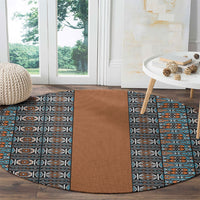 African Ndebele Traditional Attire Round Carpet Brown Ndebele Stripe