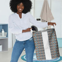 African Ndebele Traditional Attire Laundry Basket White Ndebele Stripe