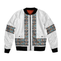 African Ndebele Traditional Attire Bomber Jacket White Ndebele Stripe