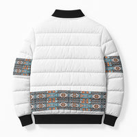 African Ndebele Traditional Attire Bomber Puffer Jacket White Ndebele Stripe