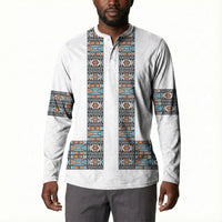 African Ndebele Traditional Attire Button Sweatshirt White Ndebele Stripe