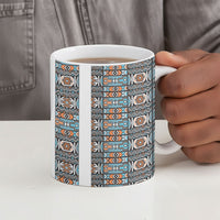 African Ndebele Traditional Attire Ceramic Mug White Ndebele Stripe