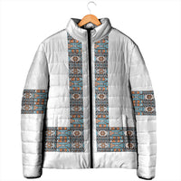 African Ndebele Traditional Attire Padded Jacket White Ndebele Stripe
