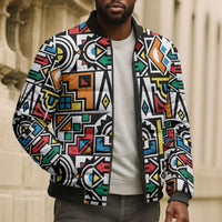 African Geometric Ndebele Patterns Bomber Puffer Jacket