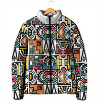 African Geometric Ndebele Patterns Padded Jacket