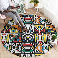 African Geometric Ndebele Patterns Round Carpet