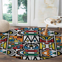 African Geometric Ndebele Patterns Round Carpet