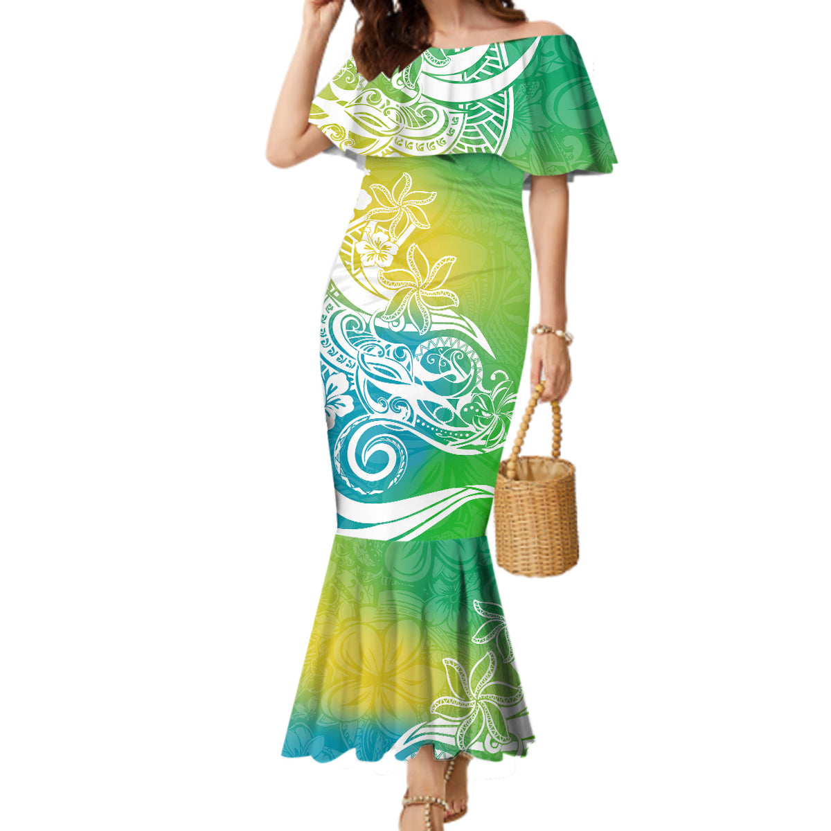 Polynesian Mermaid Dress | Mermaid Hawaiian top Style Long Dress