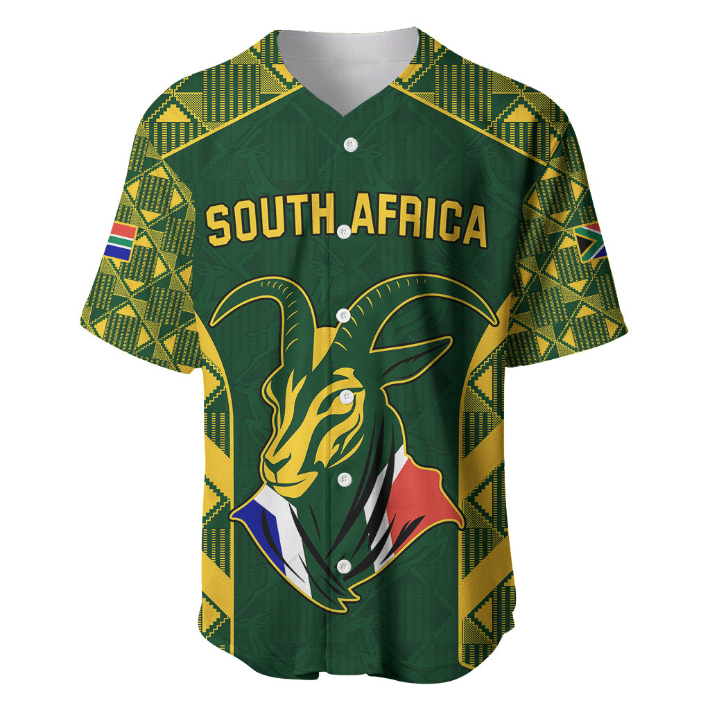 South Africa Rugby Baseball Jersey Bokke Champions Kente Pattern LT9 - Wonder Print Shop