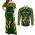 South Africa Rugby Couples Matching Off Shoulder Maxi Dress and Long Sleeve Button Shirts Bokke Champions Kente Pattern LT9 - Wonder Print Shop