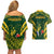 South Africa Rugby Couples Matching Off Shoulder Short Dress and Hawaiian Shirt Bokke Champions Kente Pattern LT9 - Wonder Print Shop