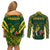 South Africa Rugby Couples Matching Off Shoulder Short Dress and Long Sleeve Button Shirts Bokke Champions Kente Pattern LT9 - Wonder Print Shop