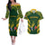 South Africa Rugby Couples Matching Off The Shoulder Long Sleeve Dress and Hawaiian Shirt Bokke Champions Kente Pattern LT9 - Wonder Print Shop