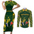 South Africa Rugby Couples Matching Short Sleeve Bodycon Dress and Long Sleeve Button Shirts Bokke Champions Kente Pattern LT9 - Wonder Print Shop