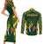 South Africa Rugby Couples Matching Short Sleeve Bodycon Dress and Long Sleeve Button Shirts Bokke Champions Kente Pattern LT9 - Wonder Print Shop