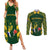 South Africa Rugby Couples Matching Summer Maxi Dress and Long Sleeve Button Shirts Bokke Champions Kente Pattern LT9 - Wonder Print Shop