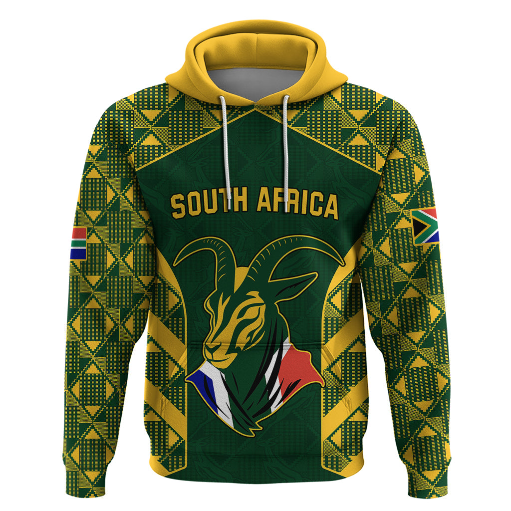 South Africa Rugby Hoodie Bokke Champions Kente Pattern - Wonder Print Shop