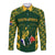 South Africa Rugby Long Sleeve Button Shirt Bokke Champions Kente Pattern - Wonder Print Shop