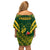 South Africa Rugby Off Shoulder Short Dress Bokke Champions Kente Pattern - Wonder Print Shop