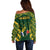 South Africa Rugby Off Shoulder Sweater Bokke Champions Kente Pattern - Wonder Print Shop