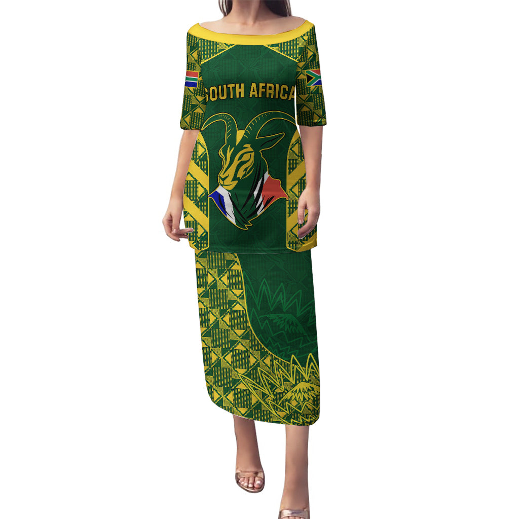 South Africa Rugby Puletasi Bokke Champions Kente Pattern - Wonder Print Shop