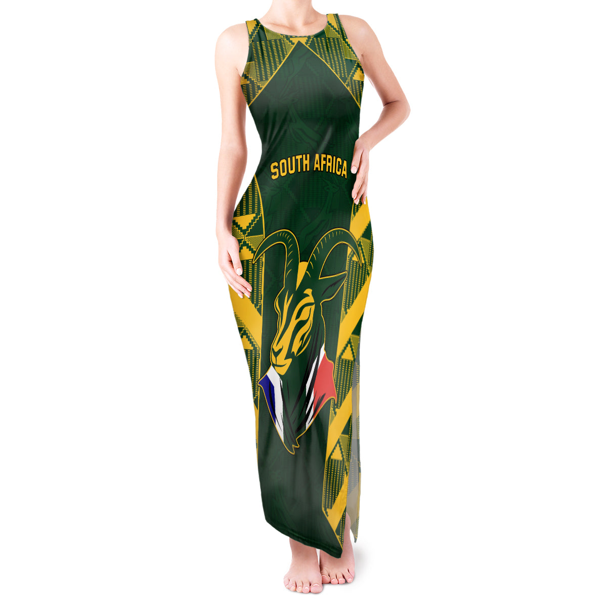 south-africa-rugby-tank-maxi-dress-bokke-champions-kente-pattern