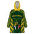 South Africa Rugby Wearable Blanket Hoodie Bokke Champions Kente Pattern - Wonder Print Shop