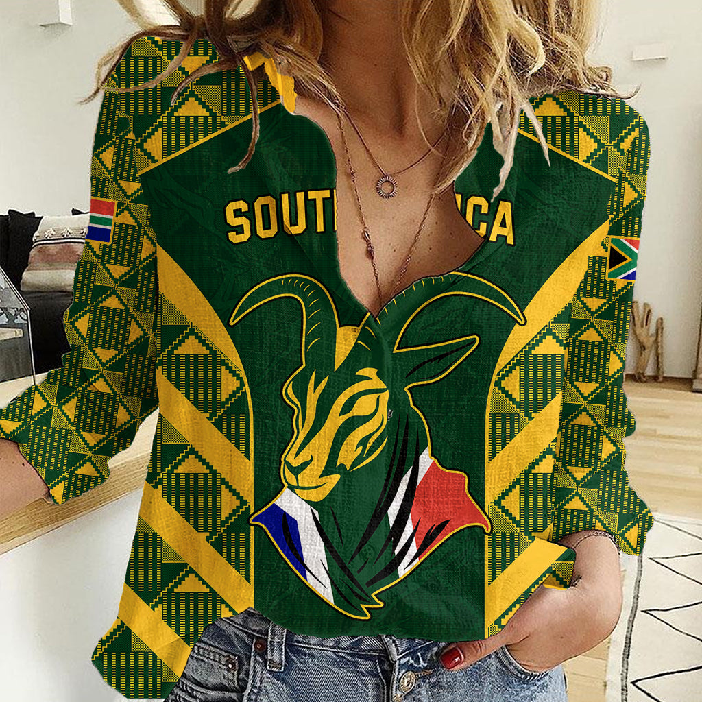 south-africa-rugby-women-casual-shirt-bokke-champions-kente-pattern