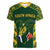 South Africa Rugby Women V Neck T Shirt Bokke Champions Kente Pattern - Wonder Print Shop