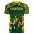 South Africa Rugby Women V Neck T Shirt Bokke Champions Kente Pattern - Wonder Print Shop