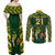 Custom South Africa Rugby Couples Matching Off Shoulder Maxi Dress and Long Sleeve Button Shirts Bokke Champions Kente Pattern LT9 - Wonder Print Shop