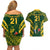 Custom South Africa Rugby Couples Matching Off Shoulder Short Dress and Hawaiian Shirt Bokke Champions Kente Pattern LT9 - Wonder Print Shop