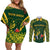 Custom South Africa Rugby Couples Matching Off Shoulder Short Dress and Long Sleeve Button Shirts Bokke Champions Kente Pattern LT9 - Wonder Print Shop