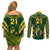 Custom South Africa Rugby Couples Matching Off Shoulder Short Dress and Long Sleeve Button Shirts Bokke Champions Kente Pattern LT9 - Wonder Print Shop