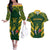 Custom South Africa Rugby Couples Matching Off The Shoulder Long Sleeve Dress and Hawaiian Shirt Bokke Champions Kente Pattern LT9 - Wonder Print Shop