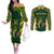 custom-south-africa-rugby-couples-matching-off-the-shoulder-long-sleeve-dress-and-long-sleeve-button-shirts-bokke-champions-kente-pattern