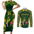 Custom South Africa Rugby Couples Matching Short Sleeve Bodycon Dress and Long Sleeve Button Shirts Bokke Champions Kente Pattern LT9 - Wonder Print Shop