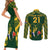 Custom South Africa Rugby Couples Matching Short Sleeve Bodycon Dress and Long Sleeve Button Shirts Bokke Champions Kente Pattern LT9 - Wonder Print Shop