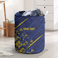 Caribbean Cricket Custom Barbados Laundry Basket Blue Bajan Broken Trident