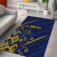 Caribbean Cricket Custom Barbados Area Rug Blue Bajan Broken Trident