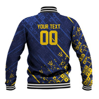 Caribbean Cricket Custom Barbados Baseball Jacket Blue Bajan Broken Trident