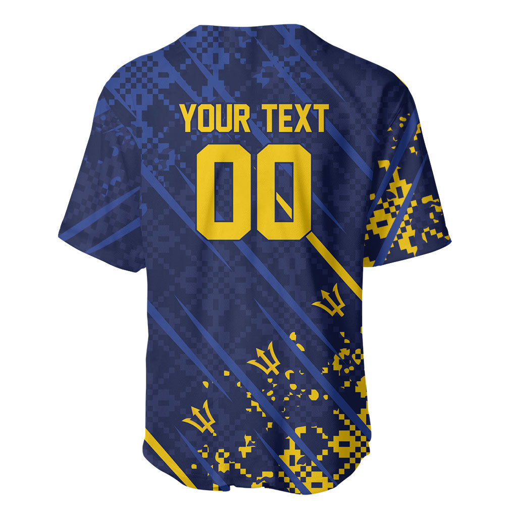 Caribbean Cricket Custom Barbados Baseball Jersey Blue Bajan Broken Trident