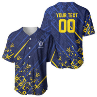 Caribbean Cricket Custom Barbados Baseball Jersey Blue Bajan Broken Trident