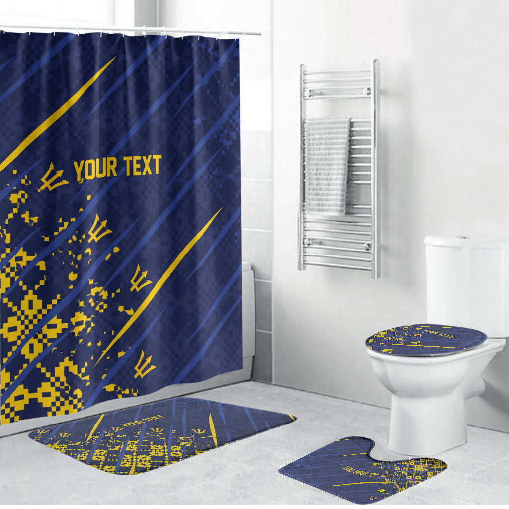 Caribbean Cricket Custom Barbados Bathroom Set Blue Bajan Broken Trident